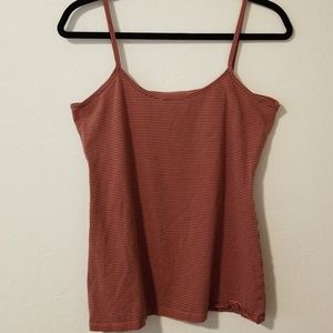 Patagonia orange and brown striped tank top.